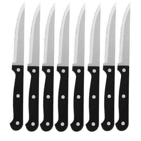 1-12pcs Steak Knife Set Stainless Steel Sharp Serrated Dinner Knives Household Western Steak Knife Plastic Handle Bread Knife