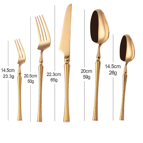 10/15/20/25/30Pcs Gold Tableware Dinnerware Stainless Steel Cutlery Set Sliver Knife Fork Spoon Set Kitchen Utensils Flateware