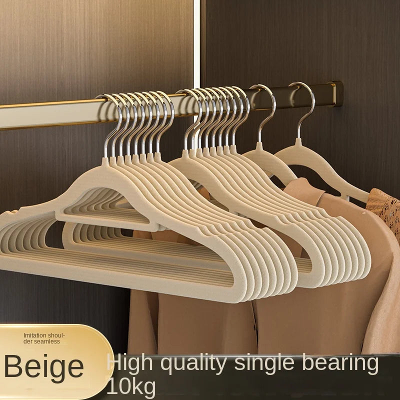 Clothes Hanger Flocking Plastic Household Seamless Non-Slip Storage Simple Applicable Wardrobe  Storage Balcony Hanging Nordic