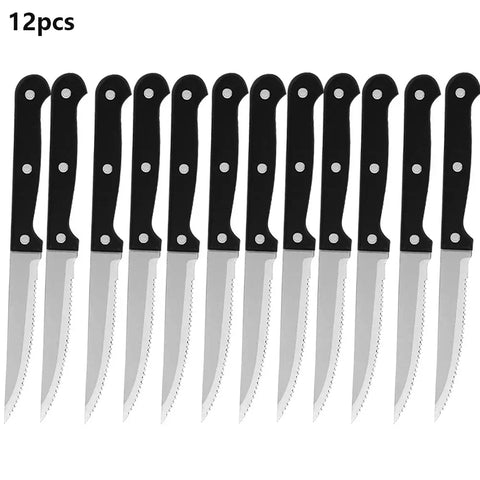 Steak Knife Stainless Steel Sharp Serrated Dinner Knives 1~36pcs Household Western Steak Knife Plastic Handle Bread Knife