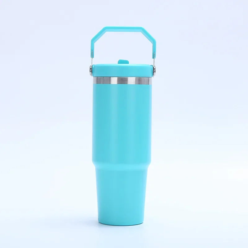 Large Capacity Stainless Steel Vacuum Insulated Thermos with Straw Portable High Aesthetic Value Handheld Car Cup Ice King