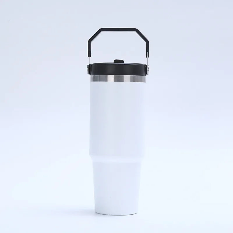 Large Capacity Stainless Steel Vacuum Insulated Thermos with Straw Portable High Aesthetic Value Handheld Car Cup Ice King