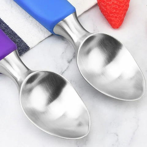 Self-melting Design Ice Cream Scoop Non-stick Plastic Handle Ice Cream Digger Durable Stainless Steel Fruit Puree Shovel Party