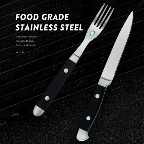 4/6/8p Beef Steak Knife And Fork Set Stainless Steel Highly Polished Handles High Quality Home Hotel Steak Restaurant Tableware