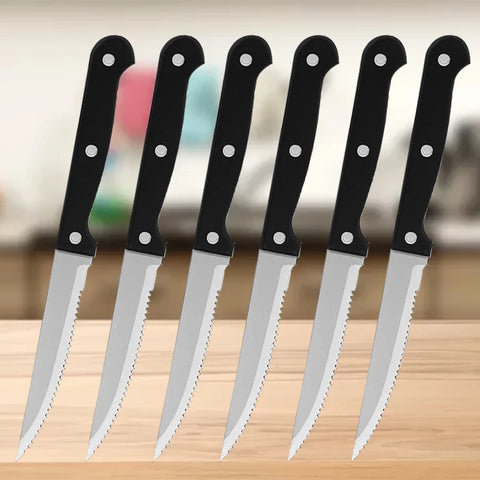 Steak Knife Stainless Steel Sharp Serrated Dinner Knives 1~36pcs Household Western Steak Knife Plastic Handle Bread Knife