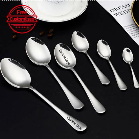 10pcs custom spoons, customized long handled ice spoons, custom dessert coffee spoons, Personalized custom dessert spoons