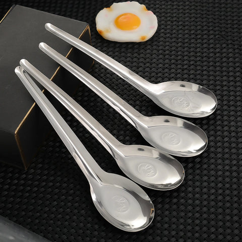 10/1PCS Stainless Steel Soup Spoon Silver Flatware Soup Rice Dinner Spoons Dessert Spoon Kitchen Tools Tableware Cooking Utensil