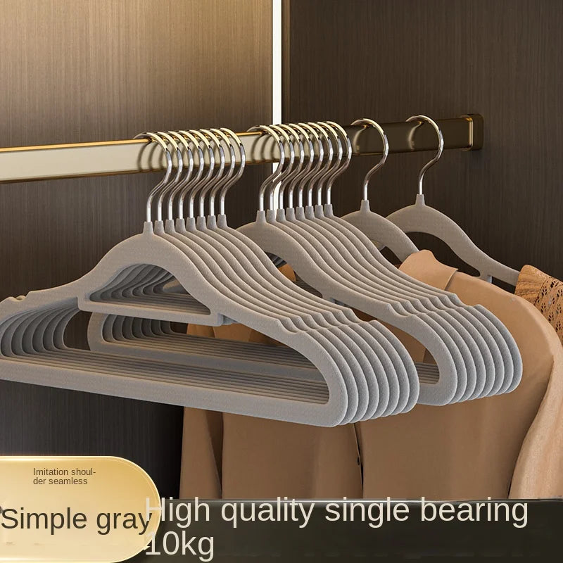 Clothes Hanger Flocking Plastic Household Seamless Non-Slip Storage Simple Applicable Wardrobe  Storage Balcony Hanging Nordic
