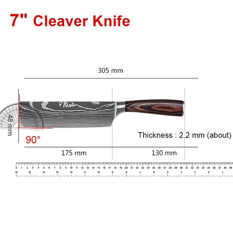 Professional Damascus Kitchen Knives High Carbon Stainless Steel Santoku Knife Sharp Cleaver Slicing Knife Butcher Boning Knife