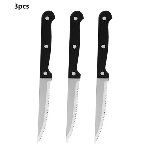 Steak Knife Stainless Steel Sharp Serrated Dinner Knives 1~36pcs Household Western Steak Knife Plastic Handle Bread Knife