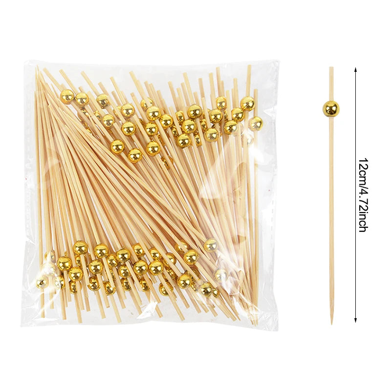 100pcs Disposable Bamboo Food Fruit Toothpick Cute Bear Flamingo Buffet Cake Dessert Fork Stick for Wedding Birthday Party Decor