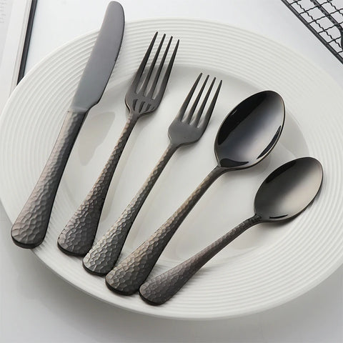 5Pcs Stainless Steel Dinnerware Set Western Flatware Dinner Knife Fork Spoon Cutlery Set Steak Tableware Restaurant Food Server