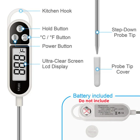 Digital Instant Read Meat Thermometer Kitchen Cooking Food Candy Thermometer for Oil Deep Fry BBQ Grill Baking Thermometer