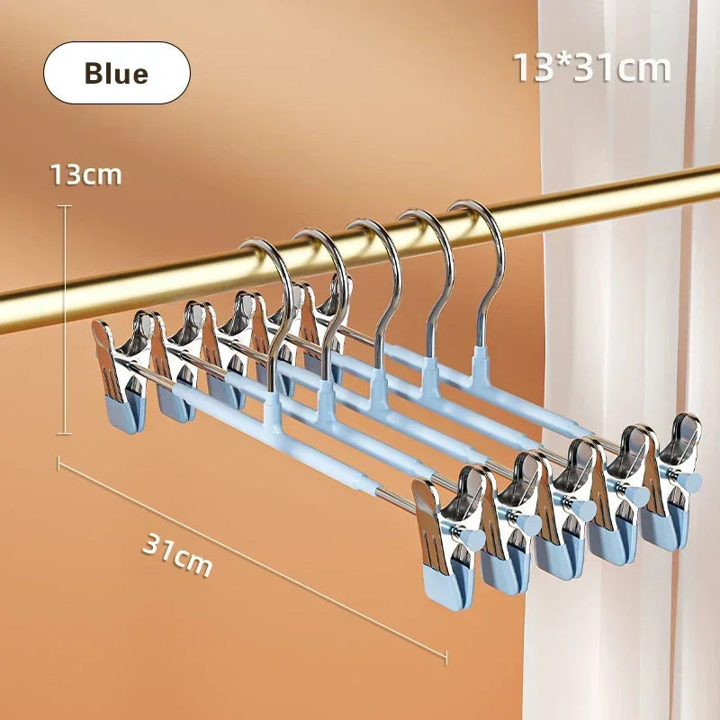5pcs/pack Stainless Steel Pants Hangers Multifunctional Metal Hanger for Clothes Coat Non-slip Drying Hangers Closets Organizer