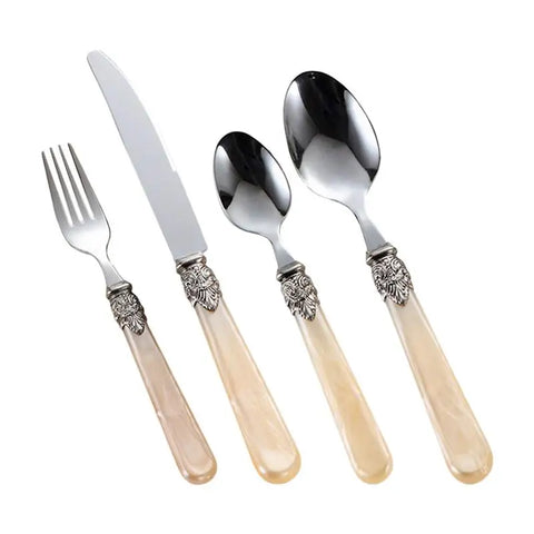 Stainless Steel Flatware Sets Heavy Duty Kitchen Utensils Kit Kitchen Silverware Set With Humanized Handle Kitchen Suitable for