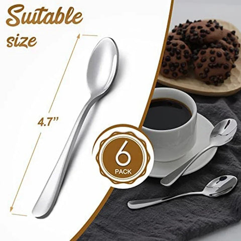 6 Pieces Of Espresso Spoon, 4.7 Inch Stainless Steel Mini Coffee Spoon Dessert Spoon