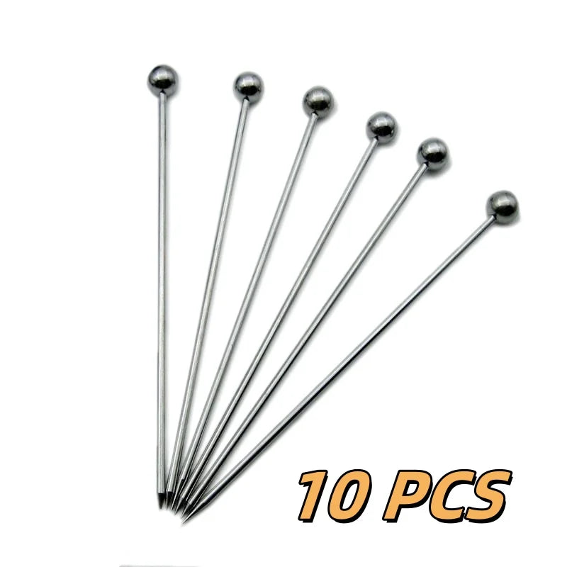 10/50/100Pcs Stainless Steel Cocktail Picks Fruit SticksToothpicks for Party Bar Tools Drink Stirring Sticks Martini Picks Party