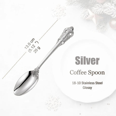 Stainless Steel Silver Flatware Set, Vintage Cutlery, Hollow Handle, Silverware for Wedding, Baroque, 18/10, Glossy Gold