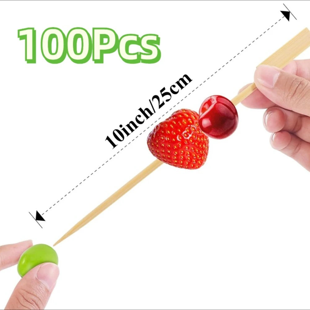 Cocktail Picks Bamboo Skewers For Appetizers, Fancy Flat Toothpicks For Appetizers, Bamboo Sticks For Party Fruit Accessories