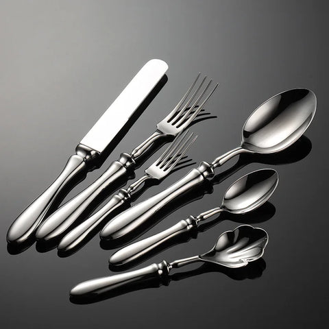 Heavy Gourd Handle Stainless Steel Cutlery Set Luxury Forged Knife Fork Spoon Shell Spoon Kits Dessert Full Dining Tableware