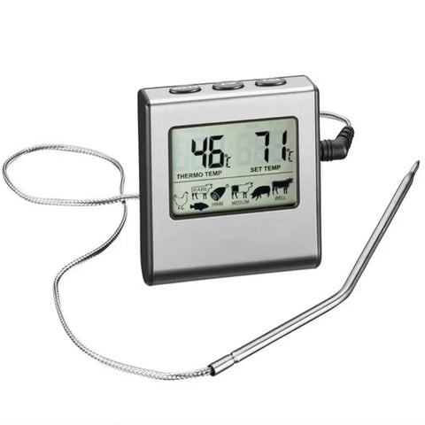 Thermopro TP16 LCD Digital Cooking Food Thermometer BBQ Meat Thermometer For Oven Smoker Clock Timer with Stainless Steel Probe