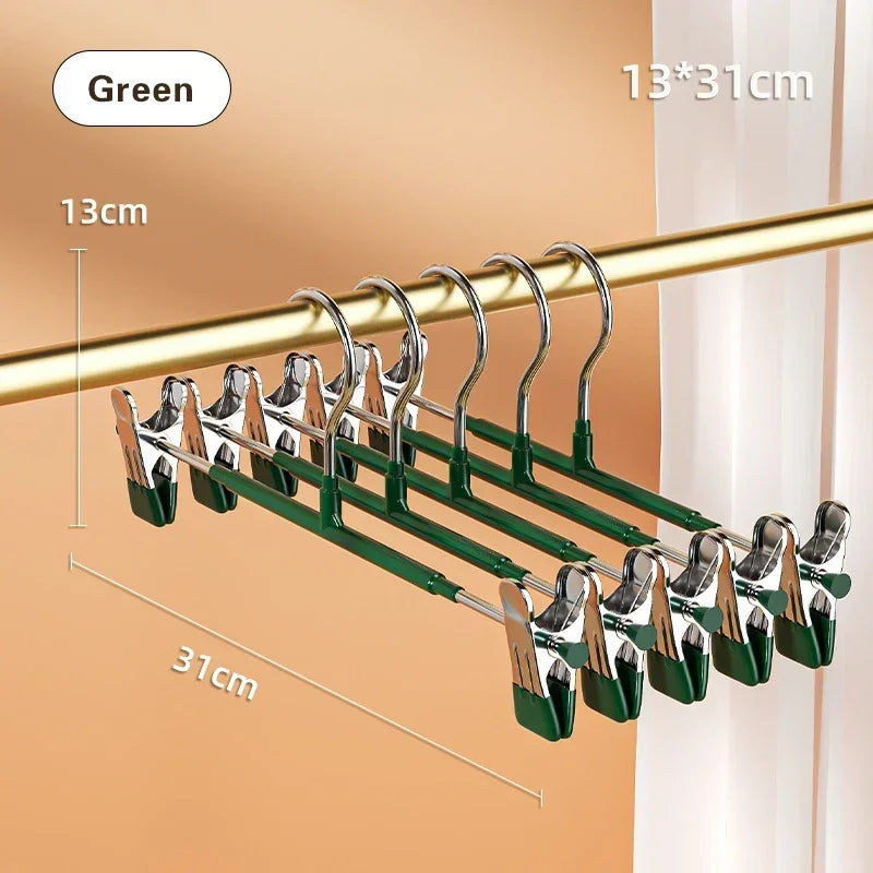 5pcs/pack Stainless Steel Pants Hangers Multifunctional Metal Hanger for Clothes Coat Non-slip Drying Hangers Closets Organizer