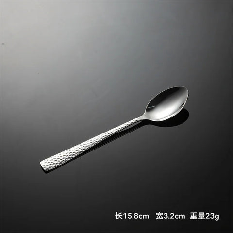 Hammered Pattern 430 Stainless Steel Cutlery Set Spoon Knife Fork Square Handle Dinnerware Luxury Retro Tableware Offers