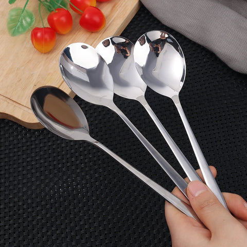 Stainless Steel Spoon Tableware Kitchen Cooking Utensil Tools Sliver Long Handle Soup Teaspoon Catering Cooking Coffee Scpoons