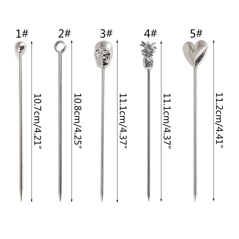 Y1UB Reusable Stainless Steel Cocktail Picks Sandwich Toothpicks for Party Home Bars