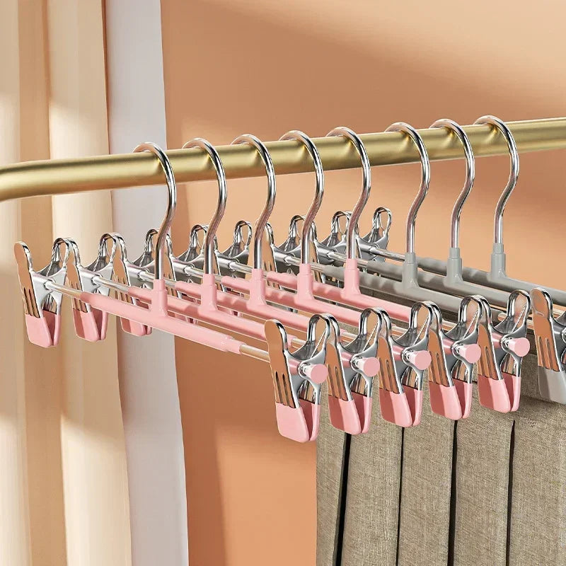 5pcs/pack Stainless Steel Pants Hangers Multifunctional Metal Hanger for Clothes Coat Non-slip Drying Hangers Closets Organizer