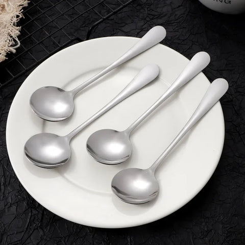 Stainless Steel Meal Spoon Creative Cute Round Head Spoon For Home Use Children Adults Elderly People Food Utensils Kitchenware