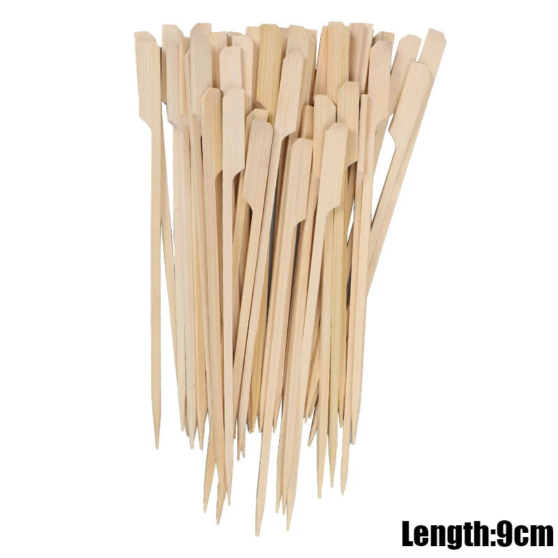 100Pcs Disposable Eco-friendly Bamboo Sticks 9cm 12cm 15cm 18cm Natural Wood Skewers for Home BBQ Party Barbecue Buffet