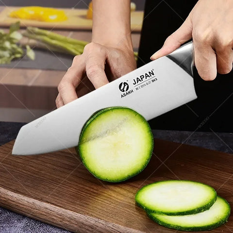 WXCOO Professional Japanese Kitchen Scissors Chef Knife Set Meat Vegetables Slice Knife Stainless Steel Butcher Cleaver Knives