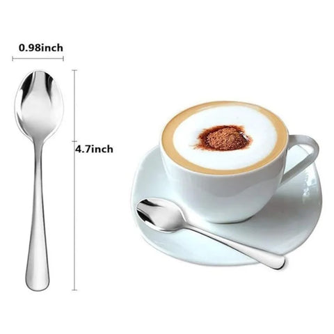 6 pcs set Espresso Mini Coffee Spoon 4.7 Inch Stainless Steel Spoon for Dessert Silver Perfect for restaurants cafe