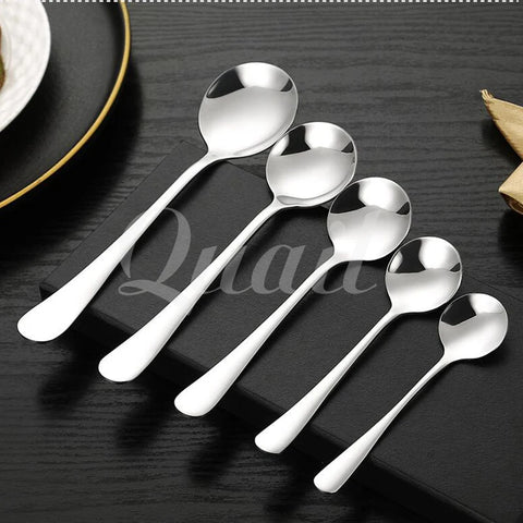 SUS 304 spoon, SUS 410 spoon, metal long handled spoon, student round dining spoon, children's dining spoon, dessert coffee spoo