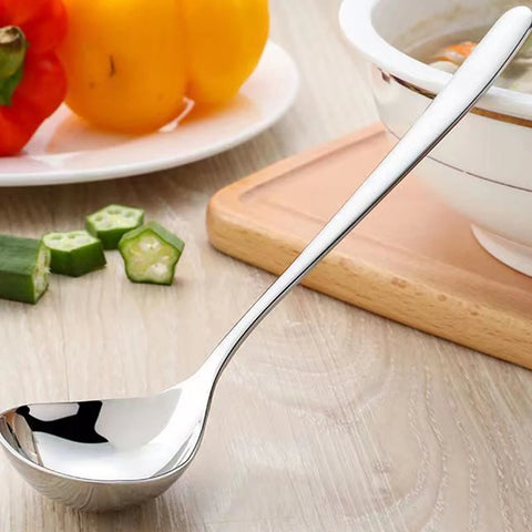 Feel Comfortable Small Spoon Household Stainless Steel Ladle Tableware Thickened Material Round Spoon Long Handle Porridge Spoon