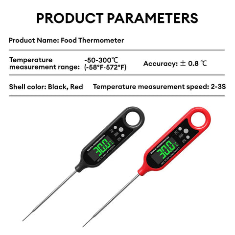 Digital Instant Read Meat Thermometer, 3S Fast Reading Food Thermometer With LCD Display, IP66 Waterproof for BBQ Grill