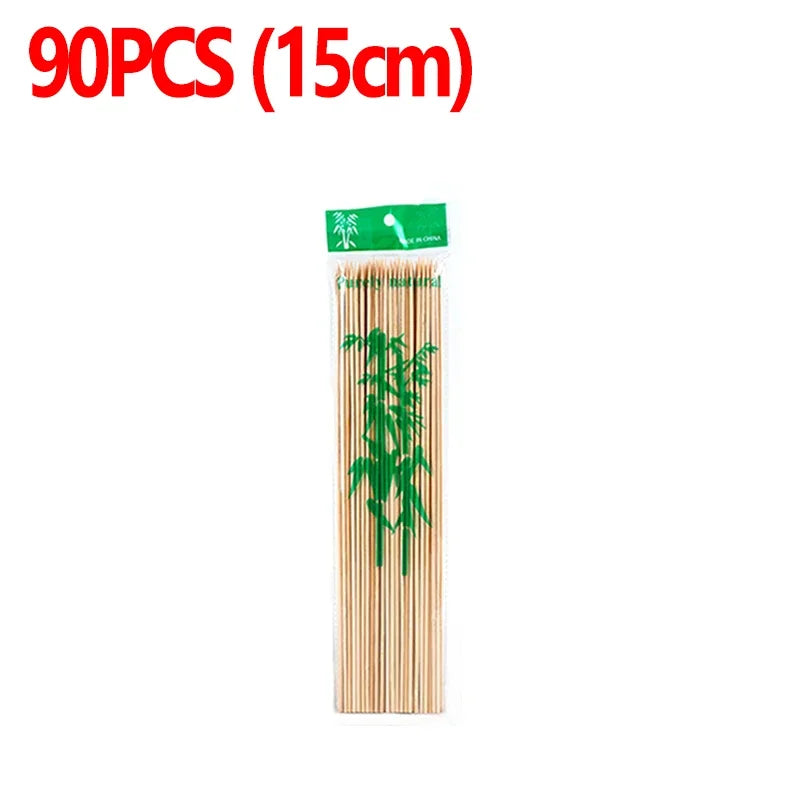 90/270pcs Disposable Bamboo Stick Food Grade Bamboo Skewer Sticks Natural Wood Sticks for Barbecue Party Buffet Food BBQ Tools