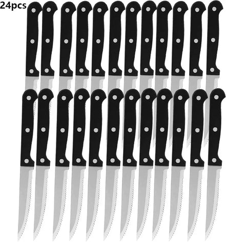 Steak Knife Stainless Steel Sharp Serrated Dinner Knives 1~36pcs Household Western Steak Knife Plastic Handle Bread Knife