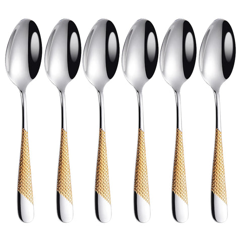 6 Pieces Stainless Steel Cutlery Set Western Gold Tableware Silver Knife Fork Spoon Dishwasher Safe Luxury Kitchen Utensils