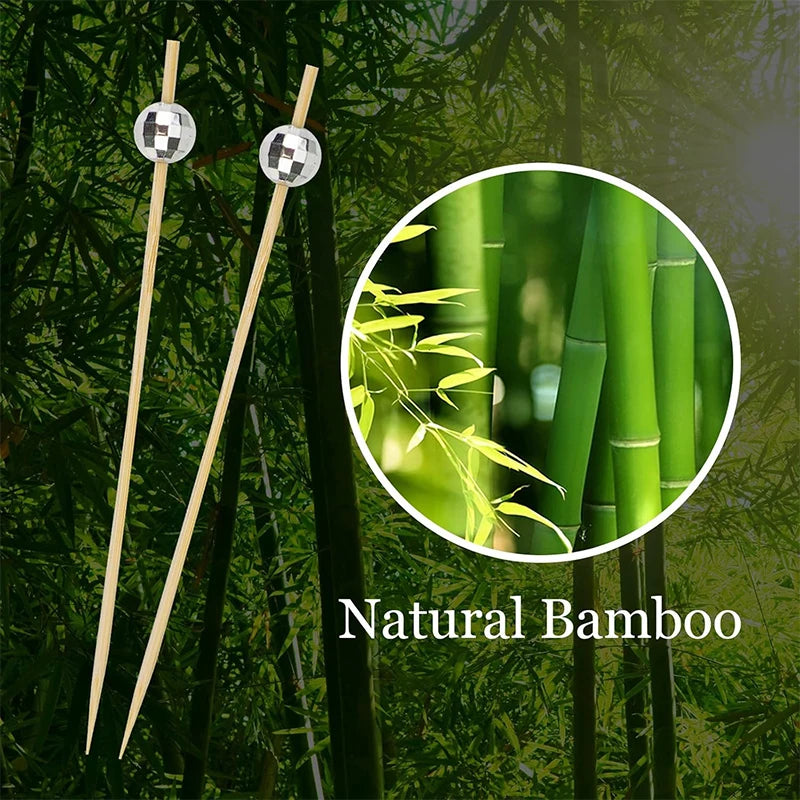 50Pcs Disposable Bamboo Food Fruit Toothpick Cute Bear Flamingo Buffet Cake Dessert Fork Stick for Wedding Birthday Party Decor