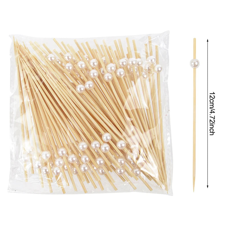 100pcs Disposable Bamboo Food Fruit Toothpick Cute Bear Flamingo Buffet Cake Dessert Fork Stick for Wedding Birthday Party Decor