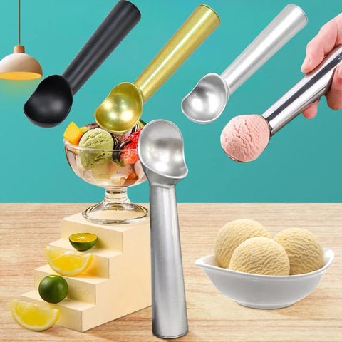 Aluminium Alloy Ice Cream Spoon Portable Household Non-stick Anti-feeze Ice Cream Baller Scoops Heavy Kitchen Ice Cube Mould