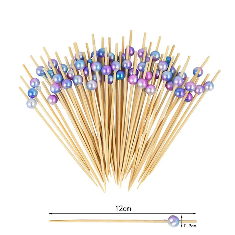 100pcs Disposable Bamboo Food Fruit Toothpick Cute Bear Flamingo Buffet Cake Dessert Fork Stick for Wedding Birthday Party Decor