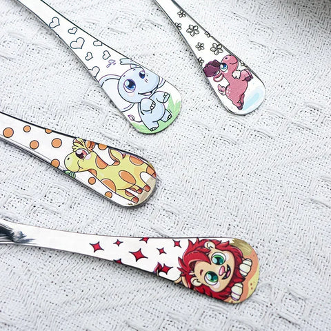 Animal Cartoon Cute Fork Stainless Steel Children Spoon Fork Children Kids Cutlery Set Tableware Dinnerware Supplies Gift