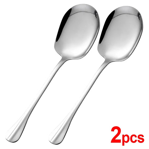 Large Stainless Steel Spoon Thicken Long Handle Soup Spoons Round Scoops for Hot Pot Colander Cooking Utensils Kitchen Tableware