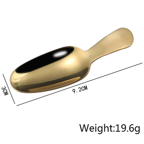 1PC Cute Stainless Steel Spoon Short Handle Gold Ice Cream Tea Coffee Spoon Kids Spoon Kitchen Condiment Spice Scoop