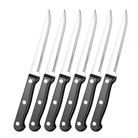 XITUO 6/8/10/12 PCS Steak Knife Sets High Carbon Steel Flatware Kitchen Tableware Chef Utility Serrated Knife Black ABS Handle