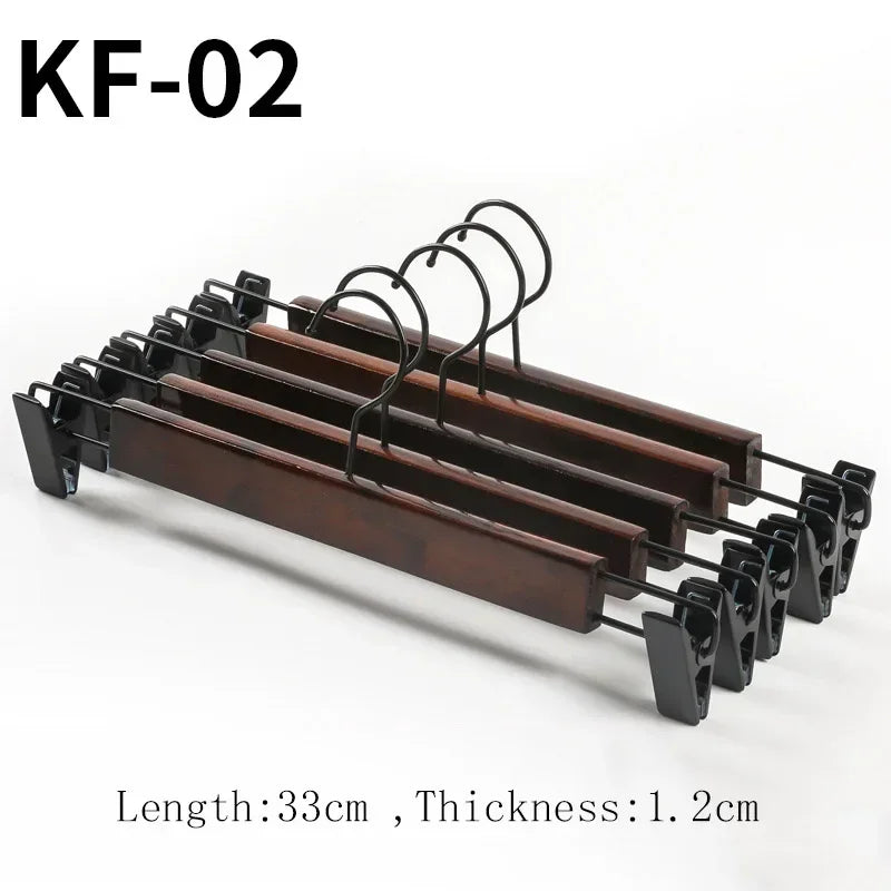 10Pcs/set Adult Extra-Wide Seamless Solid Wood and Metal Hook Wooden Hangers with Notches Non-slip for Clothes Shelf Rack