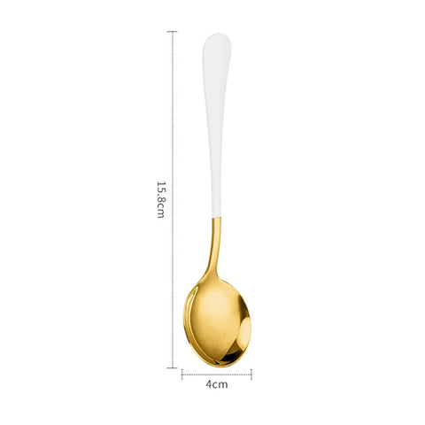 1Pc Stainless Steel Korean Spoon Household Kitchen Spoon Capacity Gold Silver Mirror Polished Cutlery Coffee Cutlery